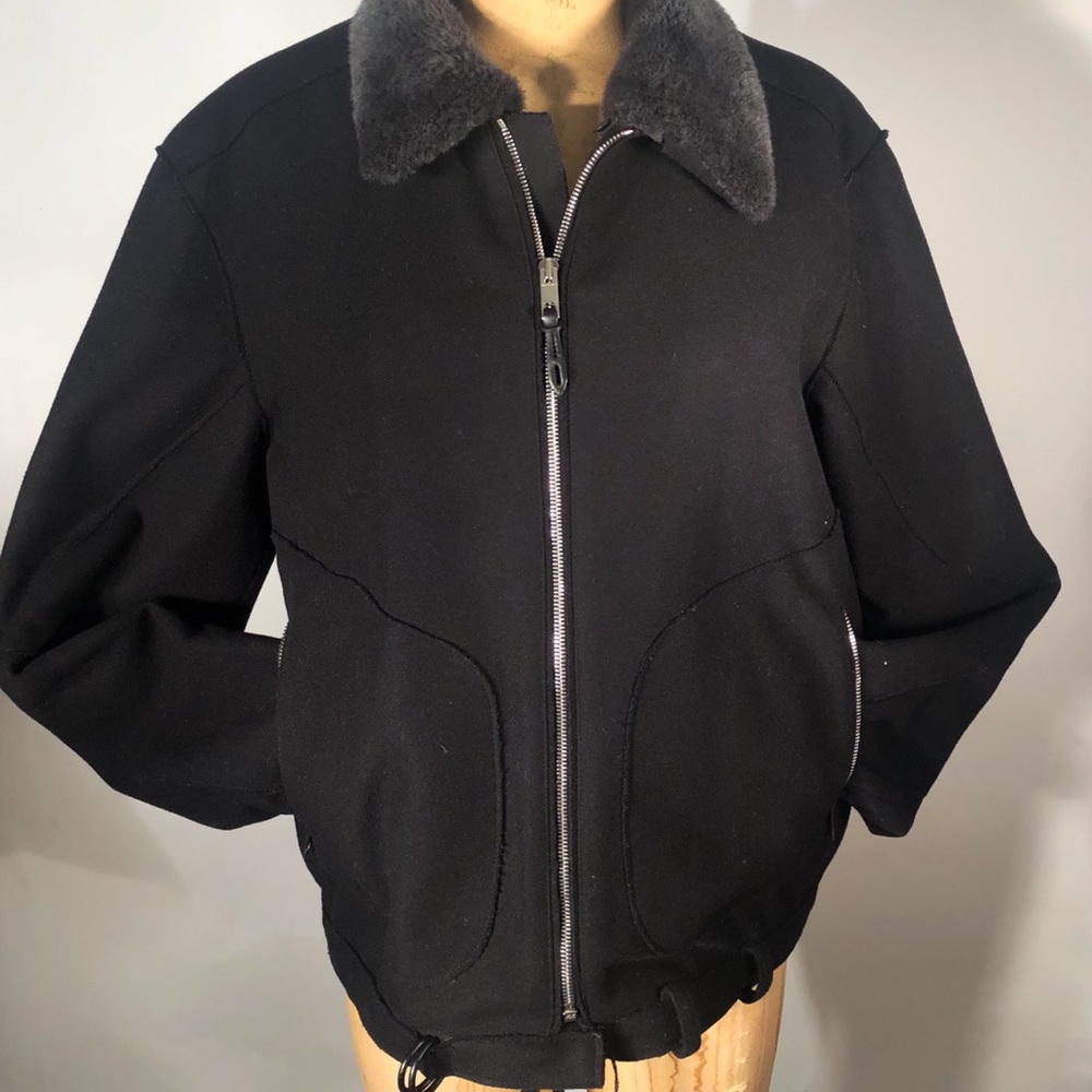 Rag and Bone Wool/Cotton Blend Sherpa Bomber Coat